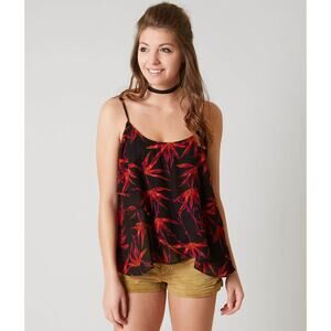 Free People Simone Tank Top Black Red Floral Flowy Women's Size Small